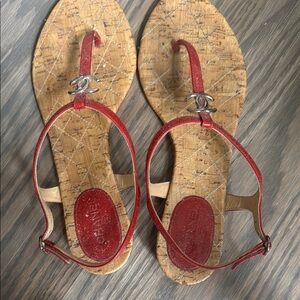 Chanel Red Sandals